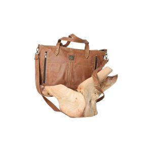 Double Pocket Handbag - Dark Brown
